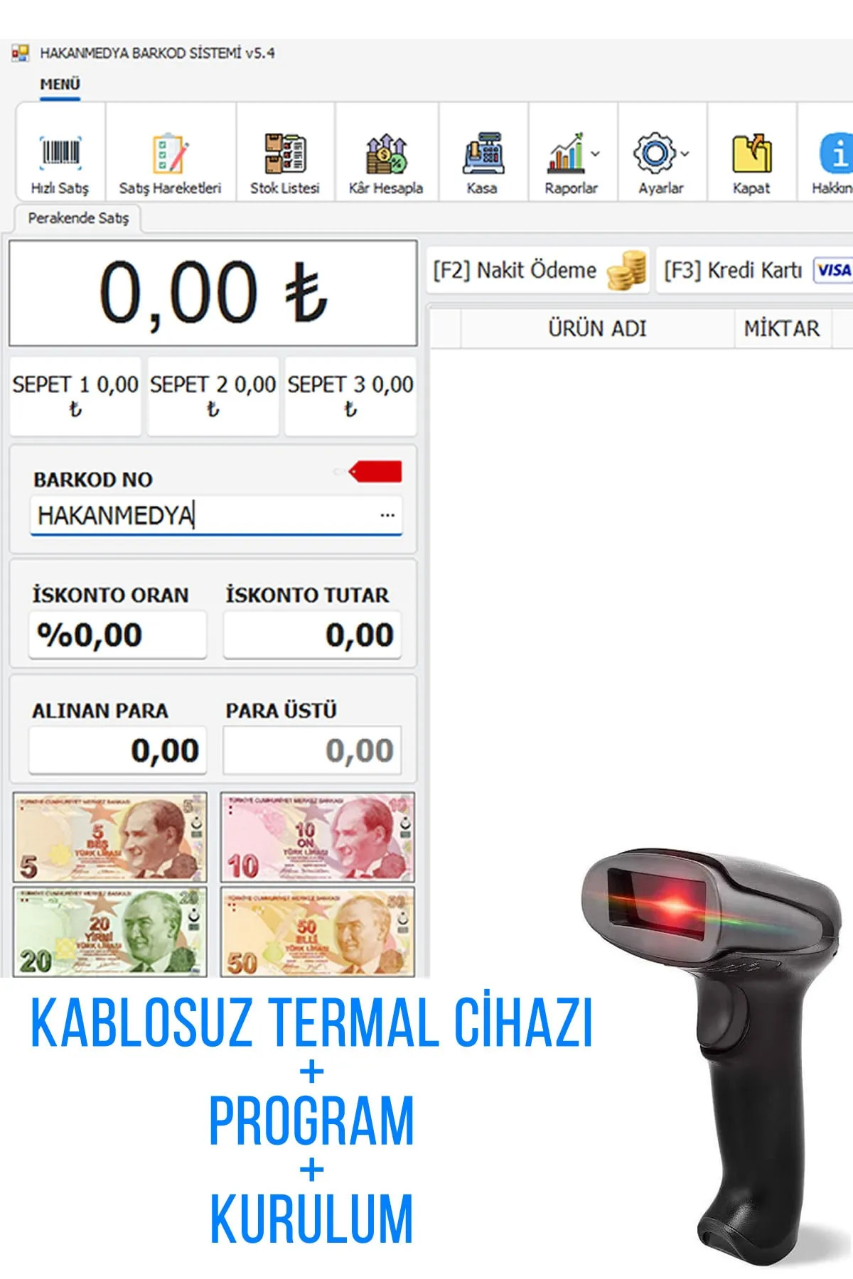 Tüm Firmalara Uyumlu Barkod Programı Ve Kablosuz Barkod Cihazı